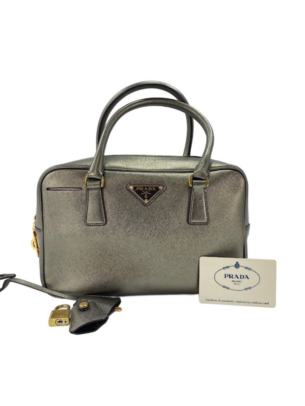 Prada Handbag Saffiano Gold